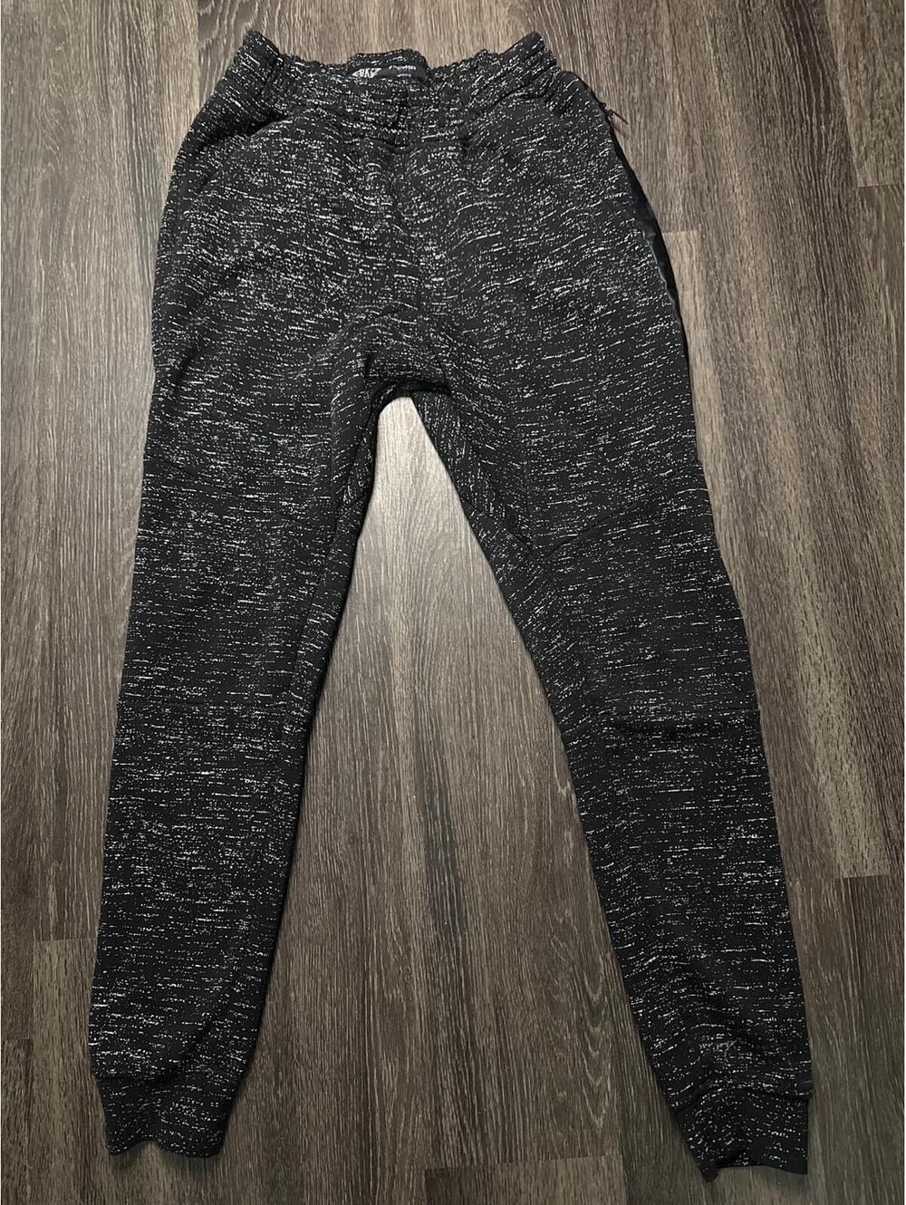 Black Heathered Jogger Pants with Side Stripe, Size S
